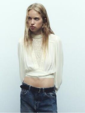 NWT Zara Cropped Lace Blouse